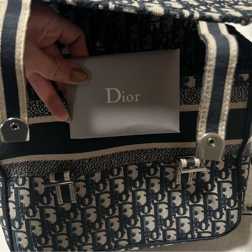 Dior Blue and White Oblique Canvas Crossbody Bag - Picture 4 of 7